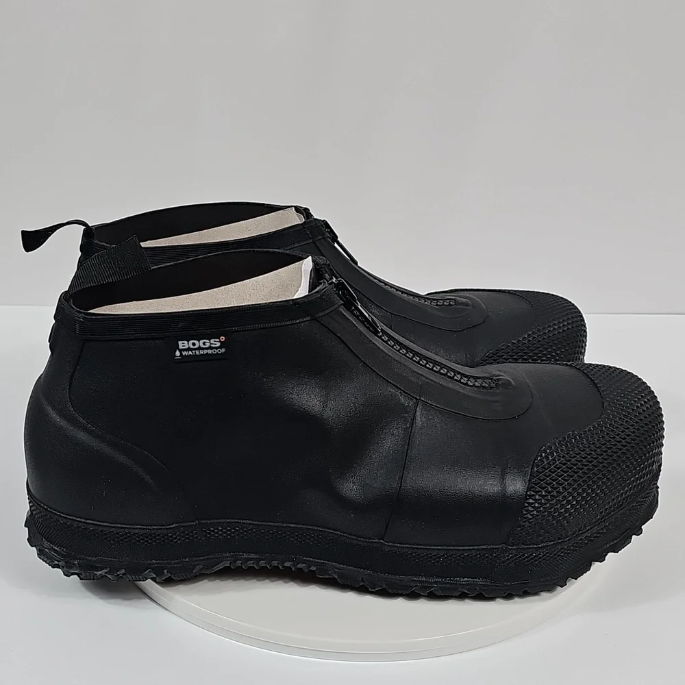 NIB Bogs Mens Zip Comp Toe Rain Boots Sz 11 Black Waterproof Work Shoe Zippered
